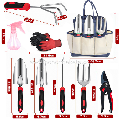 Durable Hot Sale Heavy Duty Garden Tool Set with Red Handle garden tool kit